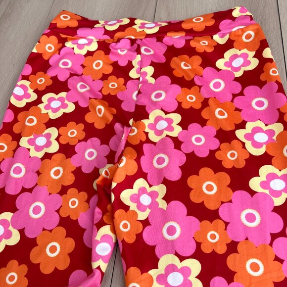 60s Marsha Brady-Inspired Floral Bell Bottom Legging Pants w/ Elastic Waist (L) - Picture 11 of 12